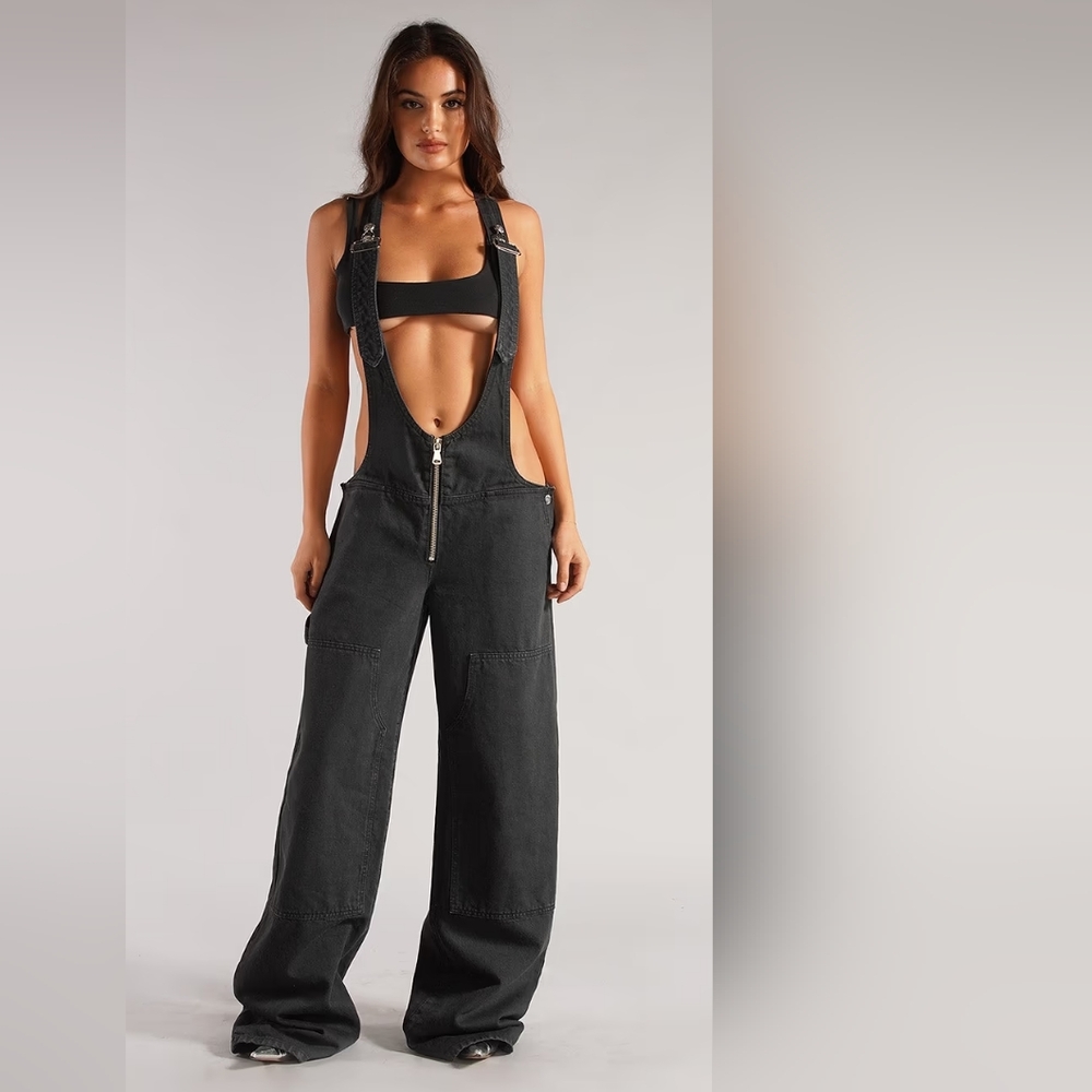 LOW Cut overalls. The Plunge / Vintage Black . NEW